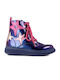 Agatha Ruiz De La Prada Kids Patent Leather Military Boots with Lace Blue