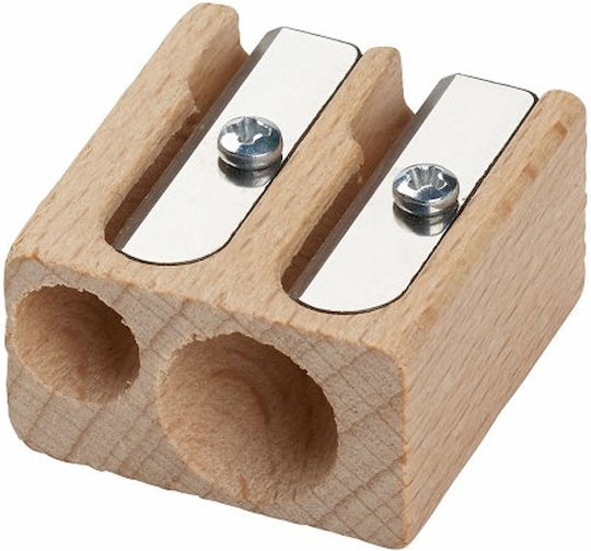 Exas Paper Wooden Double Sharpener Beige 1pcs