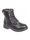 Lederne Kinderstiefel mit Schnürsenkeln Schwarz