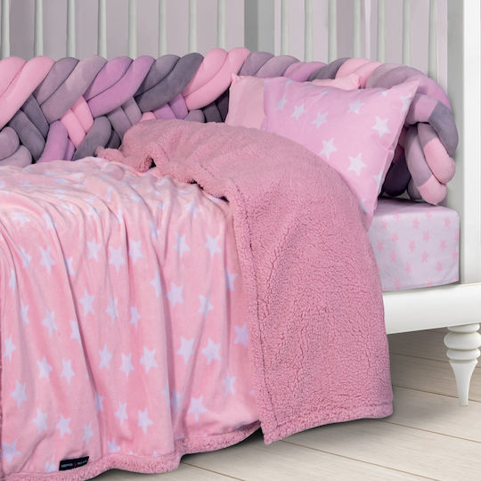 Das Home Κουβέρτα Αγκαλιάς & Λίκνου Fleece Ροζ 80x110εκ.