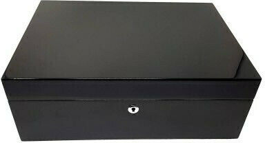 Sikarlan Cigar Humidifier Wood Box for 200 Cigars with Digital Hygrometer 42x32x14.5cm