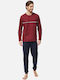 Minerva Men's Winter Cotton Pajamas Set Burgundy