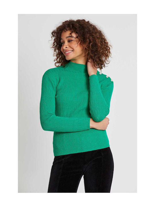 R.DERHY Schlichter Pullover mit hohem Halsausschnitt A240007-GREEN