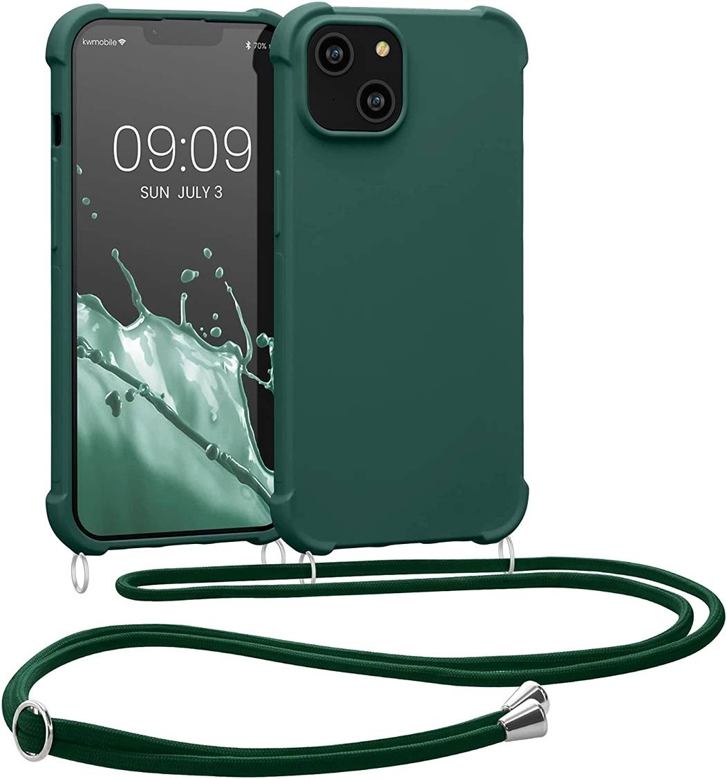 KWmobile Matte Back Cover Σιλικόνης με Λουράκι Dark Green (iPhone 14