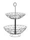 DKD Home Decor Metallic Fruit Bowl with 2 Levels Black 28x28x40cm