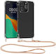 KWmobile Metal Necklace Back Cover Silicon cu Curea Transparent / Rose Gold (iPhone 14 Pro)