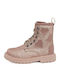 Leather Kids Boots with Zipper Pink