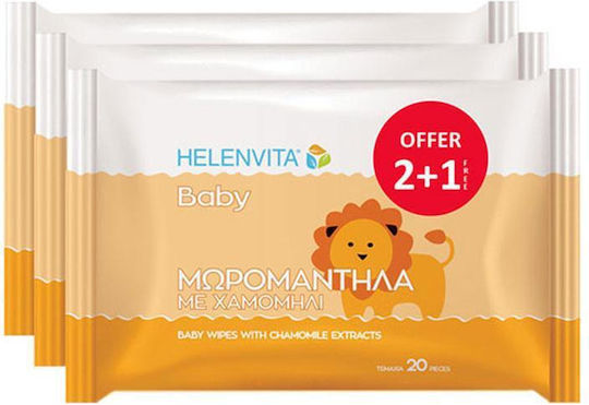 Helenvita Baby with Chamomile Babytücher ohne Alkohol & Parabene 3x20Stk