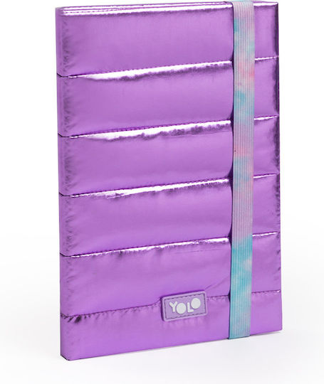 Yolo Quilt Notizbuch A5 Geregelt mit Gummiband und Stifthalter Lila