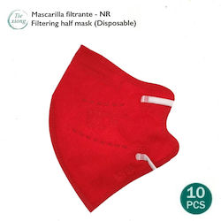 Tiexiong Filtering Half Disposable Protective Mask FFP2 NR BFE >95% Kids Red 10pcs