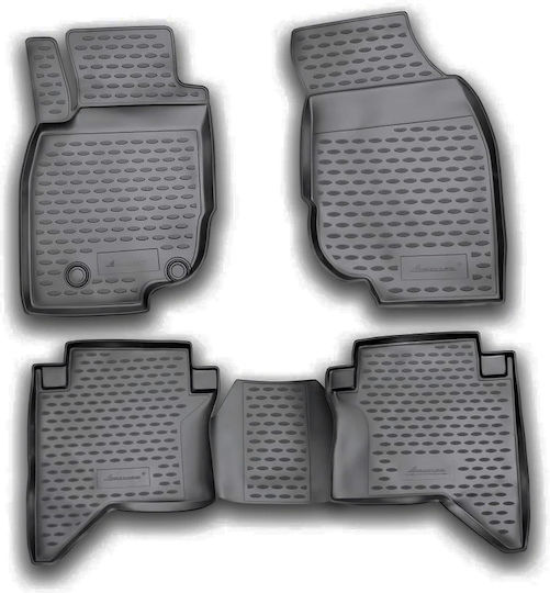 Novline Set of Front and Rear Mats 4pcs Tray Type for Toyota Hilux 2011-2015 Black