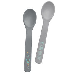 Stephen Joseph Baby Set with Spoons made of Silicone Gray 2pcs