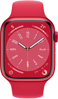 Apple Watch Series 8 Aluminium 45mm Αδιάβροχο με Παλμογράφο ((Product) Red)