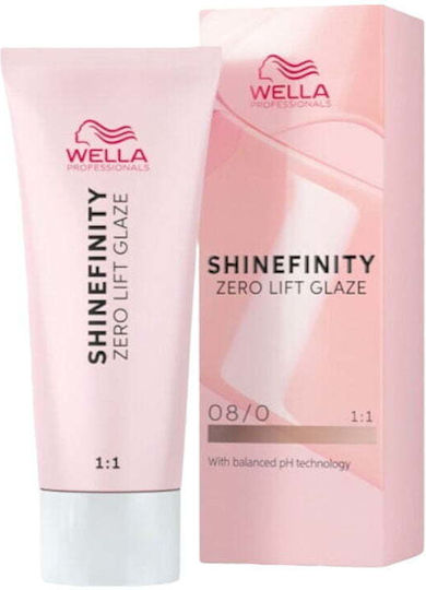 Wella Shinefinity Zero Lift Glaze Προσωρινή Βαφή Μαλλιών 08/0 Natural Latte 60ml