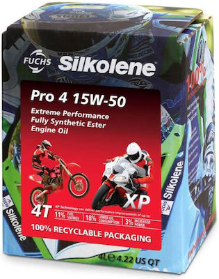 Fuchs Fuchs Silkolene Pro 4 Race Συνθετικό Λάδι Μοτοσυκλέτας για Τετράχρονους Κινητήρες 15W-50 4lt