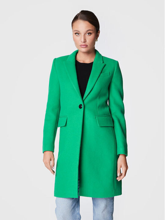 Twinset Μάλλινο Γυναικείο Πράσινο Παλτό με Κουμπιά