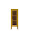 Floor Metallic Living Room Display Cabinet with Glass Yellow 40x40x102cm 32836-01---2