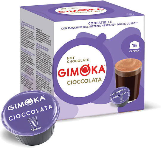 Gimoka Kapseln Schokolade Cioccolata Kompatibel mit Maschine Dolce Gusto 16Mützen