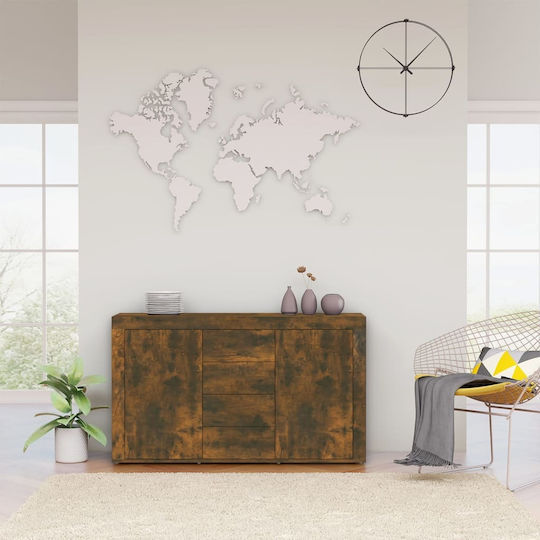 Sideboard Wooden with Drawers Smoky Oak 120x36x69cm