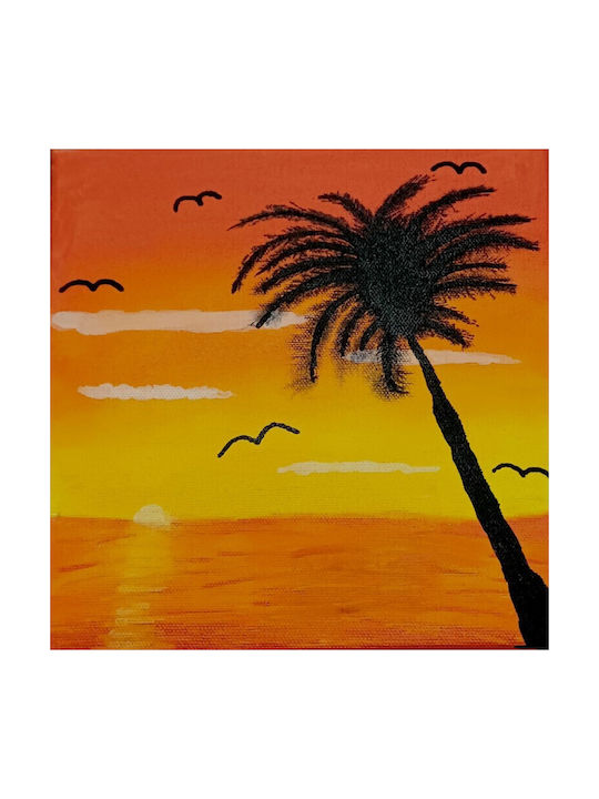 PALM TREE PAINTING IN COTTON 20X20 CM