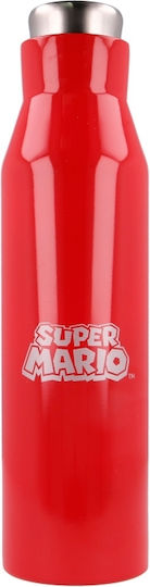 Stor Kids Water Bottle Thermos Super Mario Silicone with Screw Cap Non Spill Red 580ml