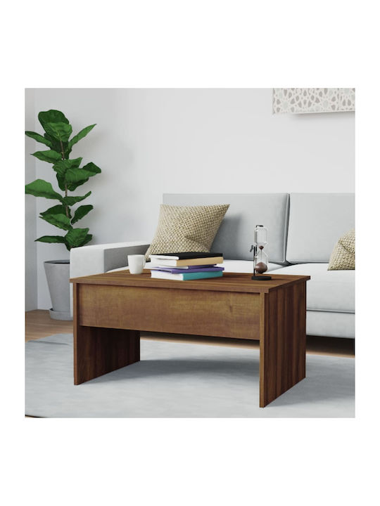 Rectangular Central Wooden Coffee Table with Lifting Mechanism Brown M80xW50.5xH41.5cm