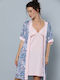 Siyah Inci Summer Women's Robe with Nightdress Lahour Pink