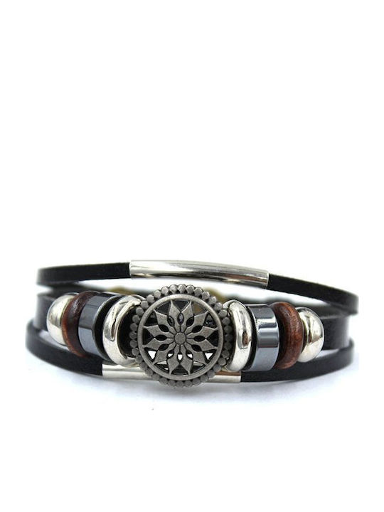 Famous Shoes Herren Lederarmband 20cm S9284-Schwarz