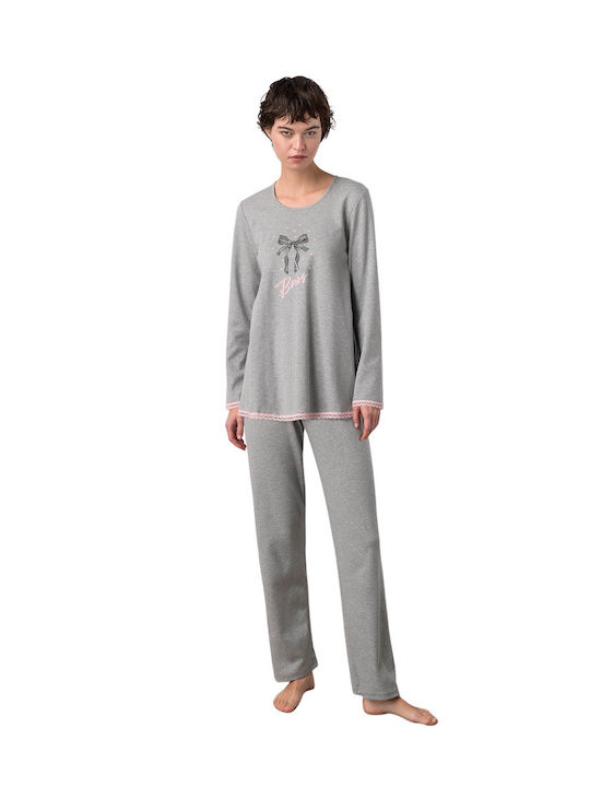 Vamp De iarnă Set Pijamale pentru Femei De bumbac gri melange