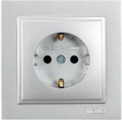 Eurolamp Μονή Χωνευτή Πρίζα Ρεύματος 16A Ασημί