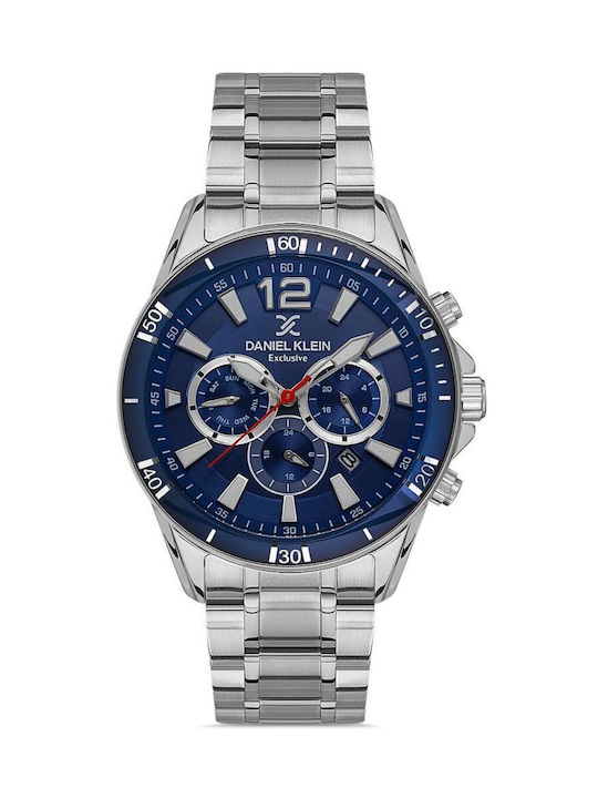 Daniel Watch Chronograph Battery with Silver Metal Bracelet