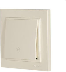 Eurolamp Recessed Electrical Rolling Shutters Wall Switch with Frame Basic Aller Retour Beige 152-10202