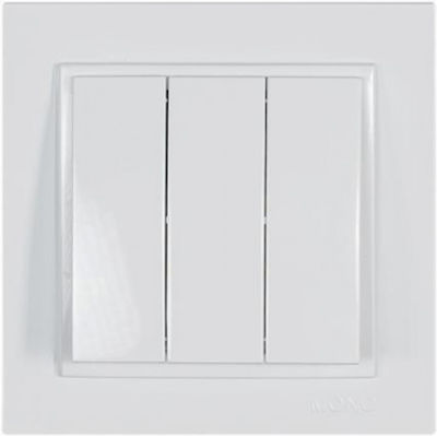 Eurolamp Recessed Electrical Lighting Wall Switch with Frame Basic White 152-10108