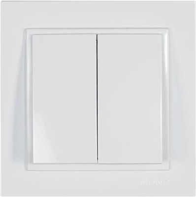 Eurolamp Recessed Electrical Lighting Wall Switch with Frame Basic White 152-10105