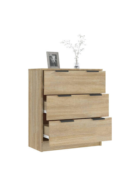 Wooden Chest of Drawers with 3 Drawers 60x30x70cm