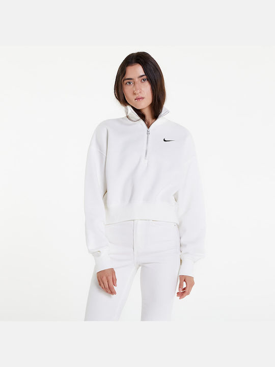 Nike Phoenix Cropped Γυναικείο Φούτερ Λευκό