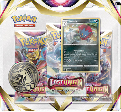 Nintendo TCG Sword Shield Pokémon Φακελάκια Lost Origin 3-Pack Blister Display Weavile