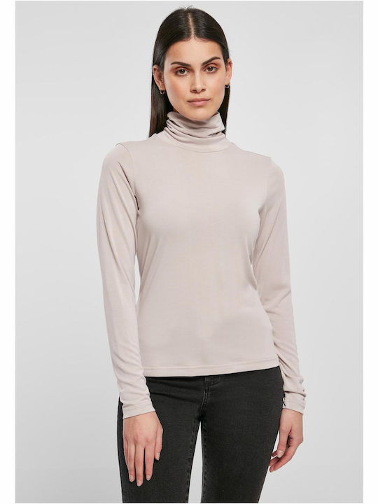 Urban Classics Women's Blouse Long Sleeve Turtleneck Gray