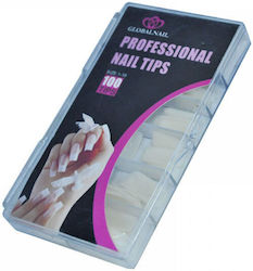 Globalnail Tips Unghii False în Culoarea Alb 100buc