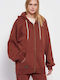 Long Women's Sweatshirt Jacket Hooded Chocolate