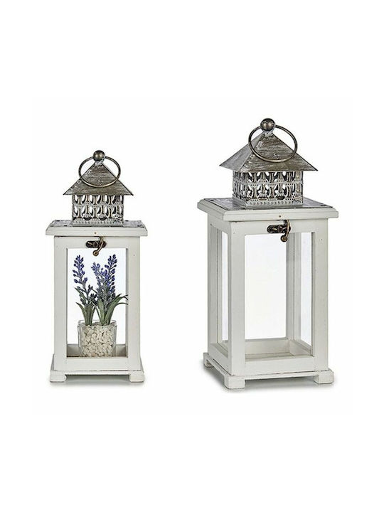 Gift Decor Φαναράκι Ξύλινο Επιτραπέζιο Λευκό 13x13x29εκ.