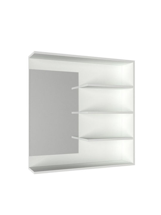 ArteLibre Rechteckiger Badezimmerspiegel aus Spanplatte mit Regal 92x94cm Weiß