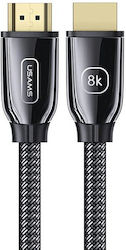 Usams US-SJ497 HDMI 2.1 Braided HDMI Male - HDMI Male 2m Black