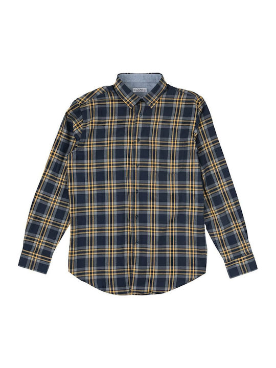 Long Sleeve Flannel Checked Shirt Blue/Yellow/Grey