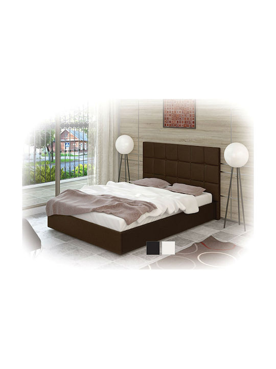 Ahat Κρεβάτι Ημίδιπλο Επενδυμένο με Δερματίνη Καφέ με Αποθηκευτικό Χώρο & Τάβλες 120x190cm