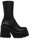 Found Leather Women's Ankle Boots with High Heel Black