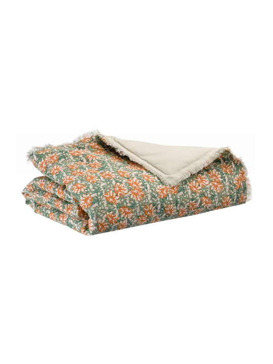 Vivaraise Alban Coverlet Single Cotton Green / Salmon 135x200cm