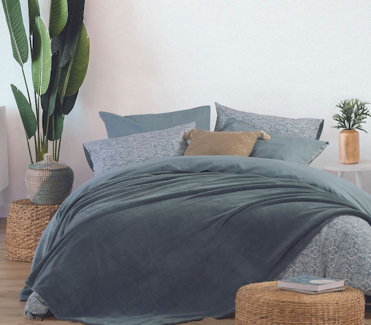 Nef-Nef Homeware Cosy Κουβέρτα Fleece Υπέρδιπλη 220x240εκ. Dusty Blue