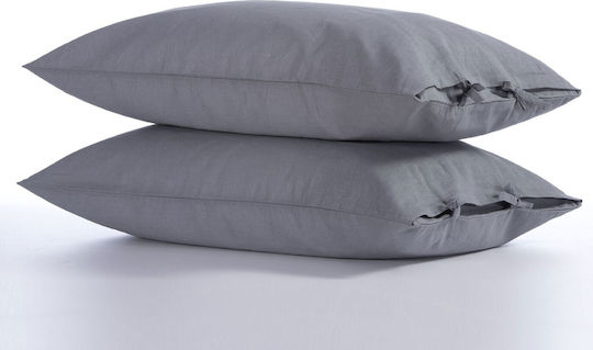 Nef-Nef Homeware Pillowcase Set with Envelope Cover Grey 52x72cm.