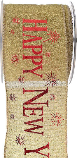 Iliadis Sparkle Happy New Year Christmas Ribbon Gold 910x8cm 1pc